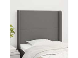 Vidaxl Cabeceira Cama C/ Abas Tecido 103x16x118/128 Cm Cinzento-escuro