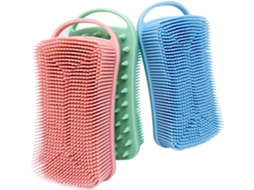 Conjunto De 3 Escovas Banho Esfoliantes Silicone Dupla Face, Retangulares, 90g, Para Corpo E Cabelo, Limpeza Profunda
