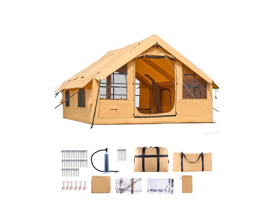 Tenda Insuflável 4x3x2,2m Para Camping E Glamping Com Janelas, Claraboias E Bolsa Tekmaquinas