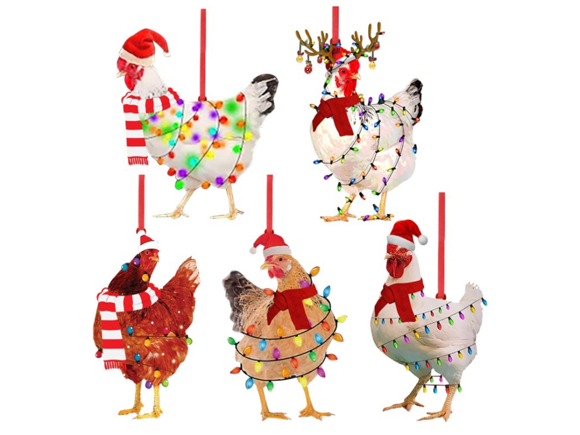 Laxiscreed Cachecol De Natal Com Pendente De Galinha Para Decoração Festiva Interior E Exterior