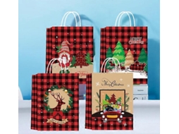 Conjunto De 12 Sacolas De Presente De Natal Em Papel Kraft, 4 Modelos Diferentes. Ideal Para Embalagens, Presentes E Compras. Aquaforge