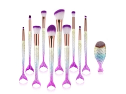 Conjunto de Pinceis de Maquiagem 11 Peças, Pinceis Mermaid para Blush, Destaque e Corretivo