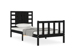 Bed Frame, Bed Frames Vidaxl Preto Madeira De Pinho (75 X 190 Cm)