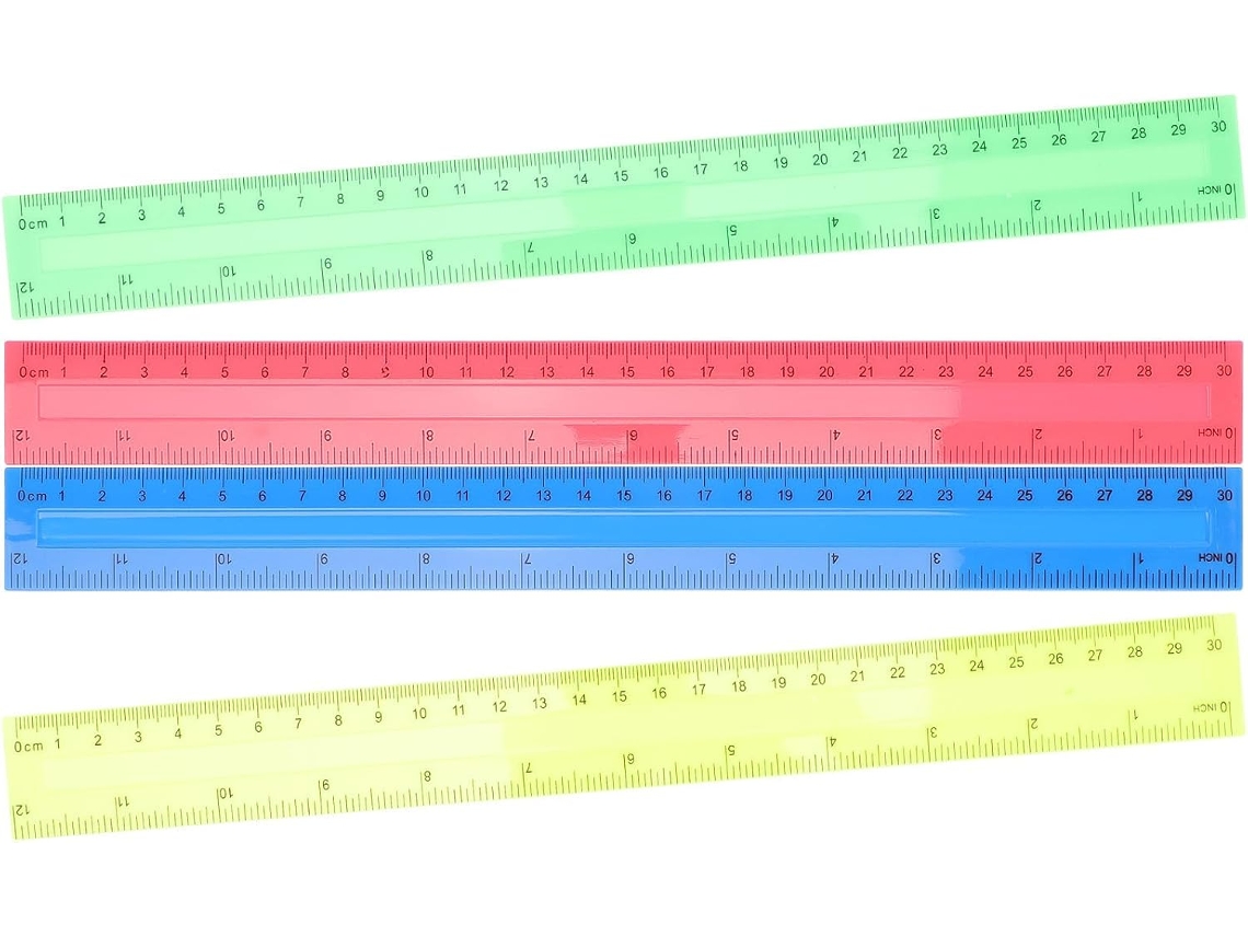 Conjunto De 8 Réguas Plástico Shineofi 30cm, Com Medidas Em Polegadas E Centímetros, Leves E Duráveis, Ideais Para Aulas