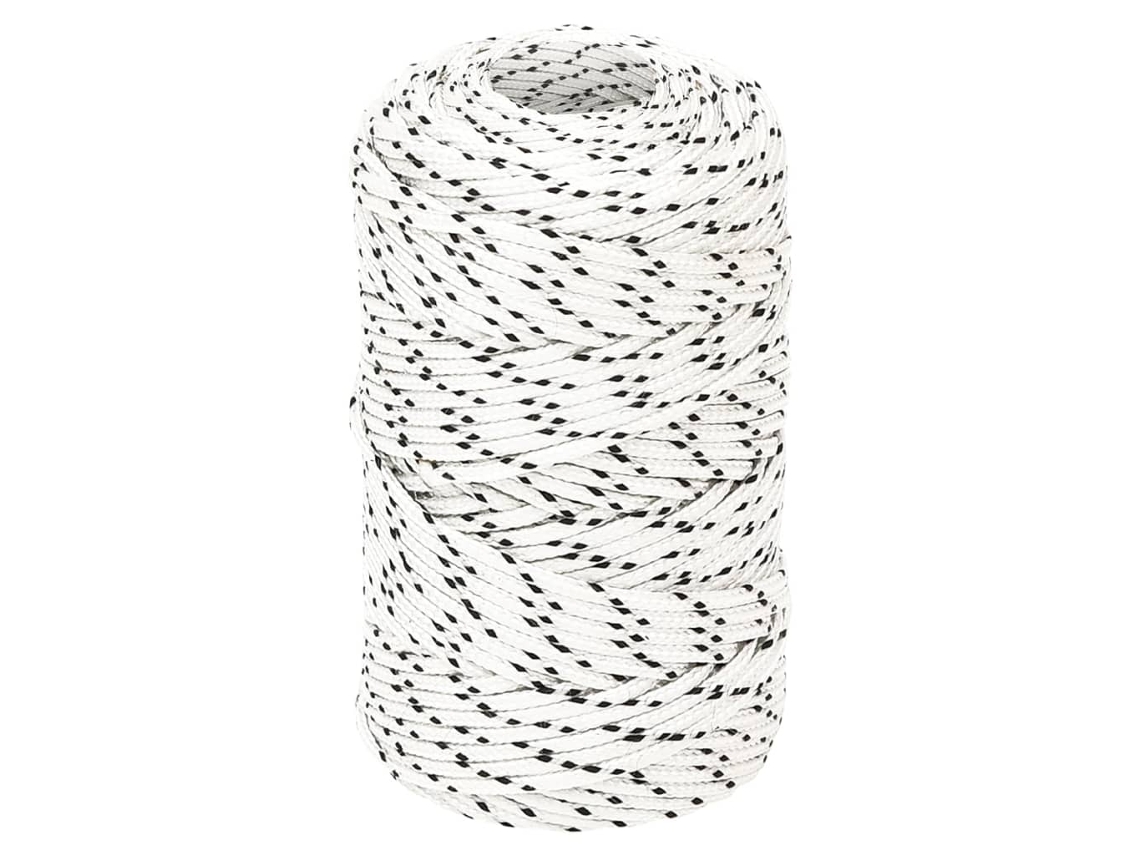 Vidaxl Corda Entrançada Para Barco 2 Mm X 250 M Poliéster Branco