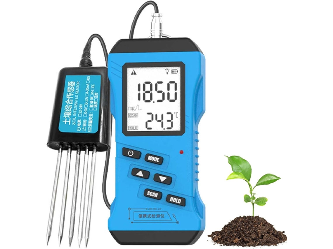 Medidor De Umidade Do Solo 7em 1, Testador Com Sensor Ph, Ec E Npk, Digital Plantas Alta Precisão Para