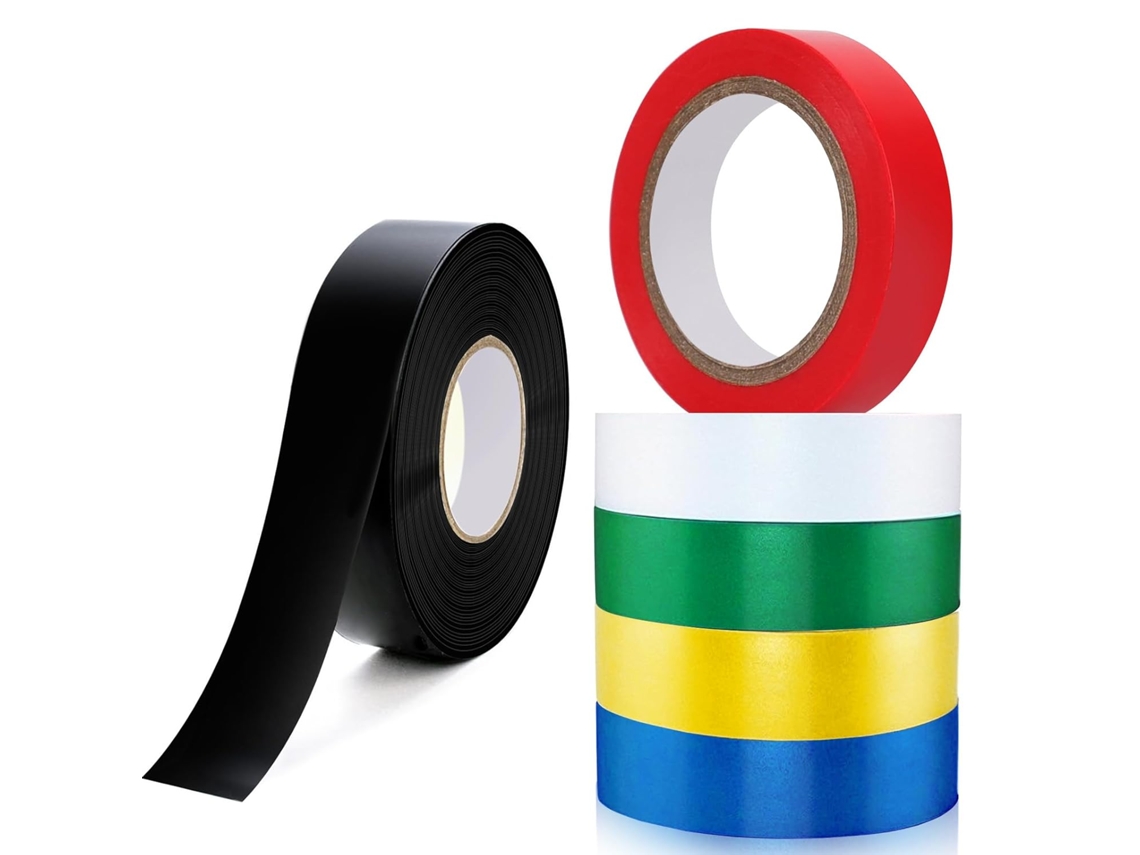 6 Rolos de Fita Isolante Autoadesiva, 16 Mm X 20 M, Impermeável, Colorida, em Pvc, Resistente Ao Calor BRILVIBERA