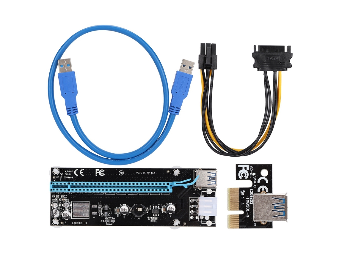 Adaptador Extensor De Placa De Riser De Placa Gráfica Pci-e Para Pci-e 1x Para 16x Com Conector 6pin