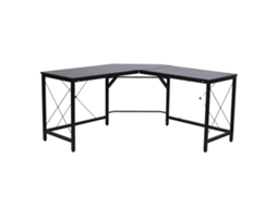 Mesa De Computador, Estrutura Metálica Robusta, Design Em L, Preto