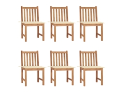 Cadeiras De Jardim 6 Pcs C/ Almofadões Madeira De Teca Maciça Dkd Home Decor