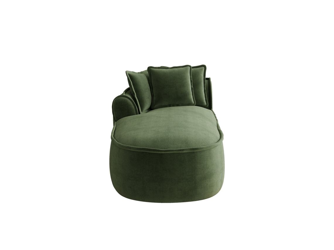 Sofá Com Chaise Longue Esquerda Em Chenille Com Almofadas, Moderno, Verde