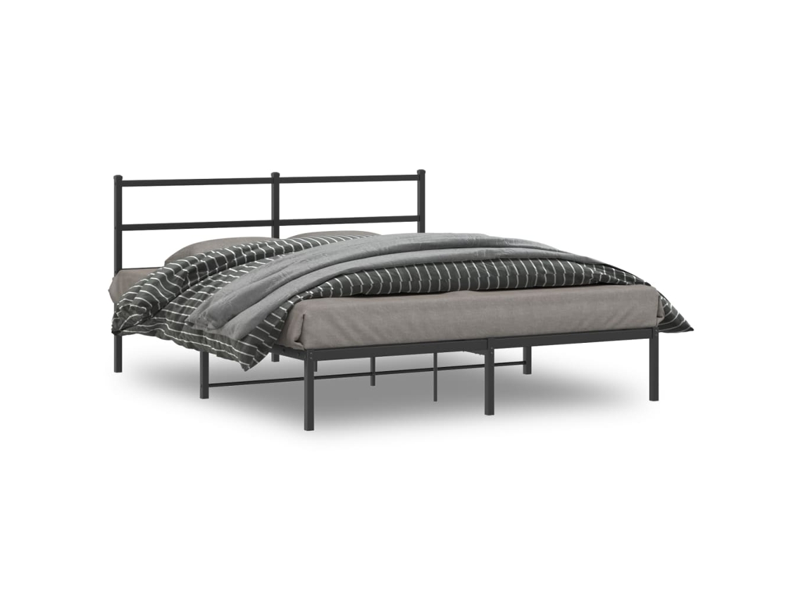 Estrutura De Cama Em Metal Com Cabeceira 150x200 Cm Preto