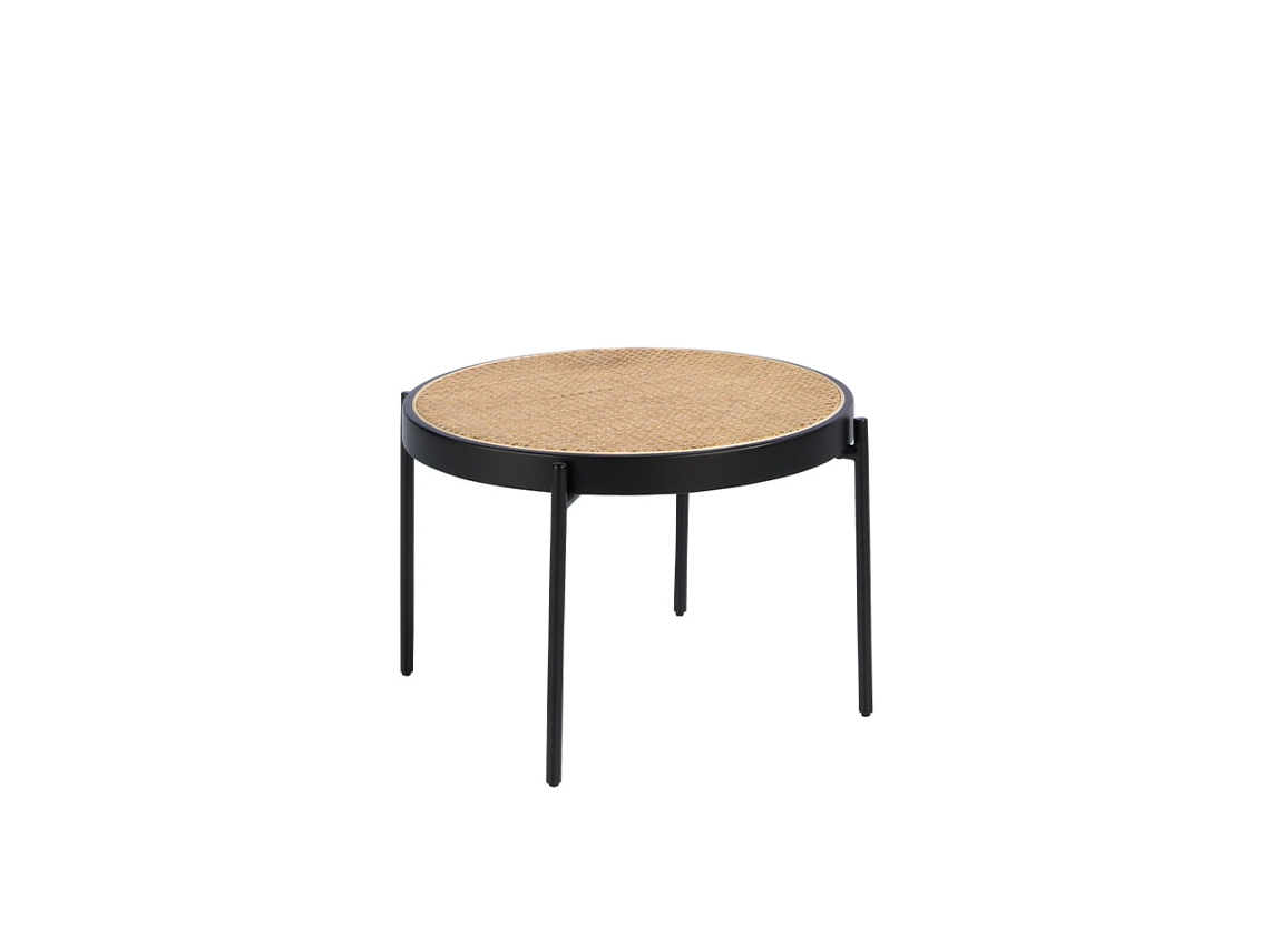 Mesa de Centro ANGEL CERDA (Preto e Bege - Rattan - Ø66 x 40 cm)