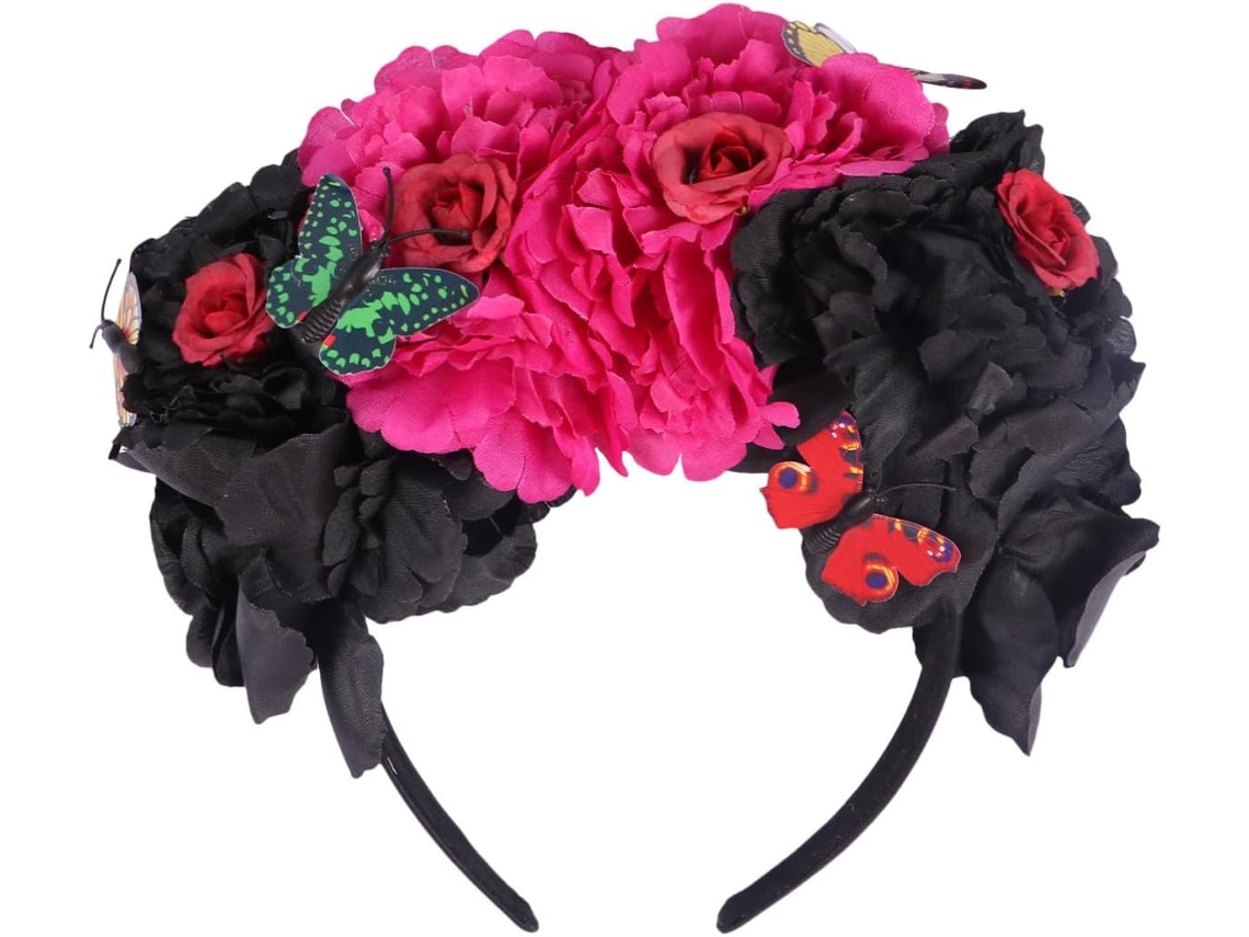 Tiara Plástica Floral Preto Para Mulheres E Meninas, Acessório De Cabelo.