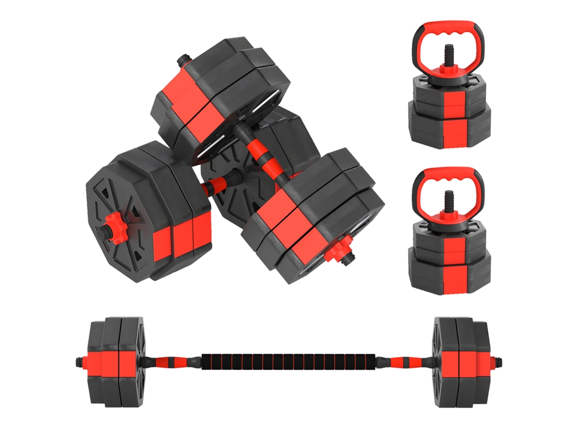 Conjunto Halter 4 em 1 de 20 kg, com barra, kettlebell e punchers, PONTOCASA