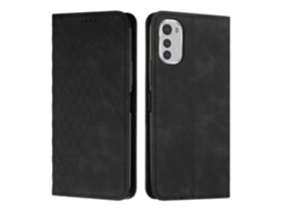 Capa Magnética Para Celular Motorola Moto E32 4g/e32s Com Estampa De Diamante E Textura Que Imita Pele.