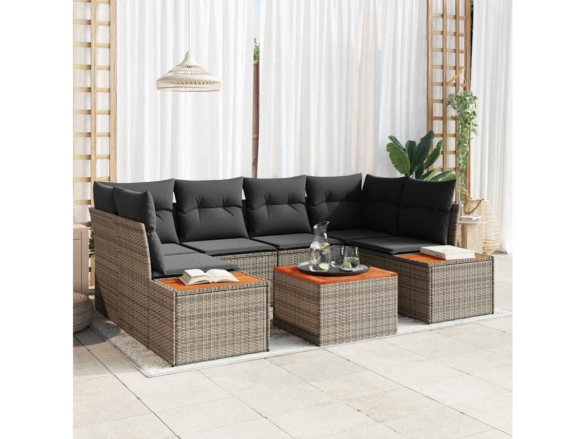 Vidaxl Conjunto De Sofá De Jardim 6 Pcs Cinzeto Rattan Sintético