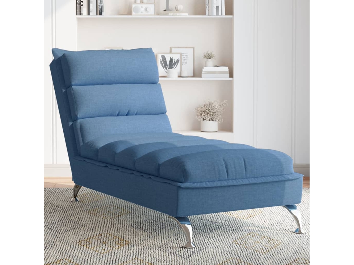 Espreguiçadeira - Chaise Lounge com Almofadões Tecido Azul HARLANV1