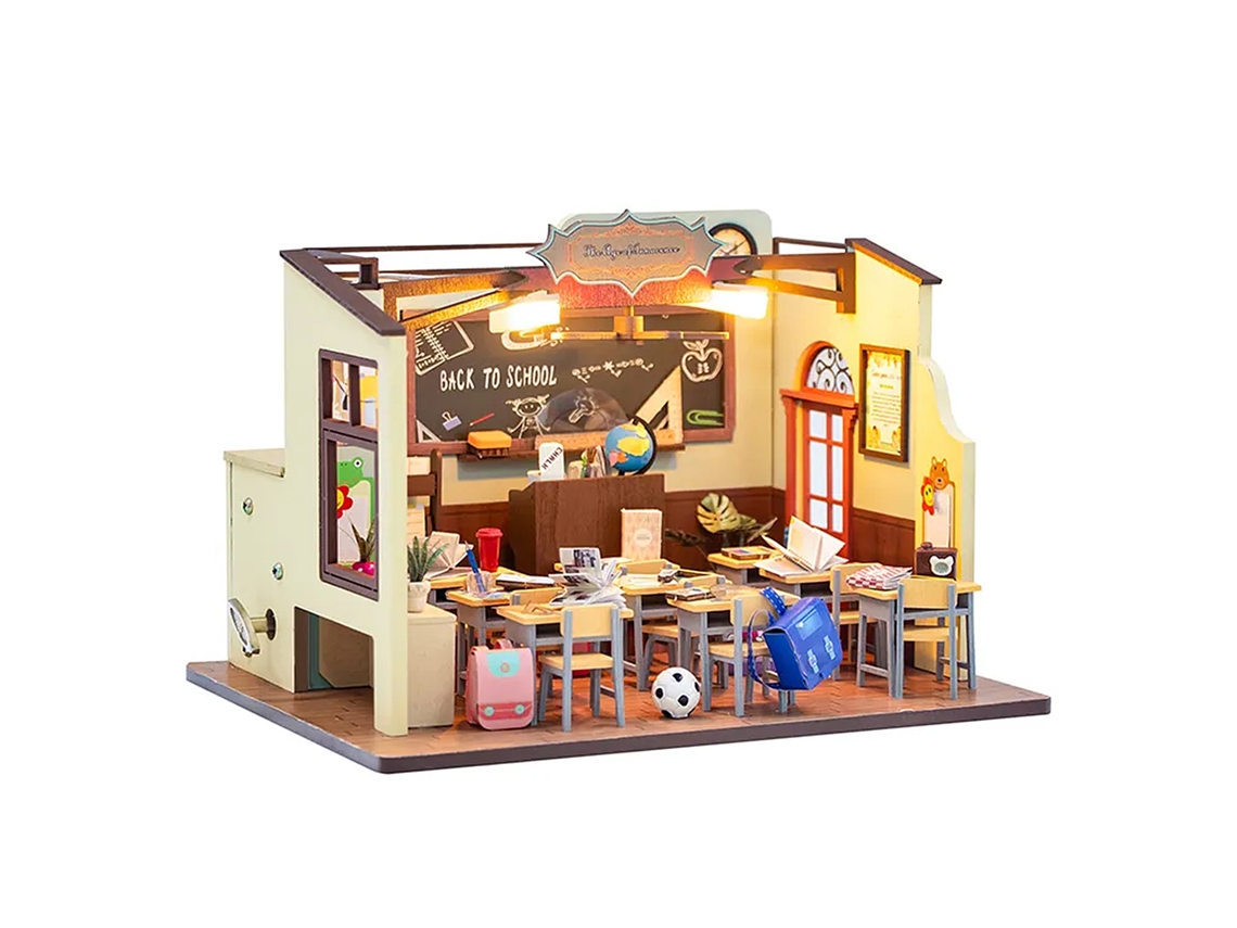 Sala De Aula Escolar. Maquete 3d Com Luzes Led. 22x17x16 Cm.
