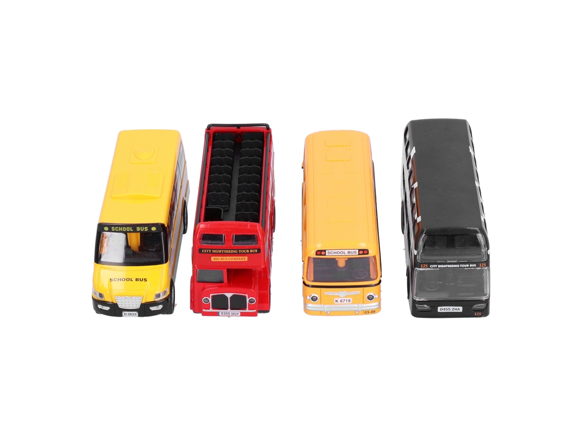 Primerox brinquedo de Ônibus Modelo com Função de Recuo para Crianças Acima de 3 Anos 4pcs