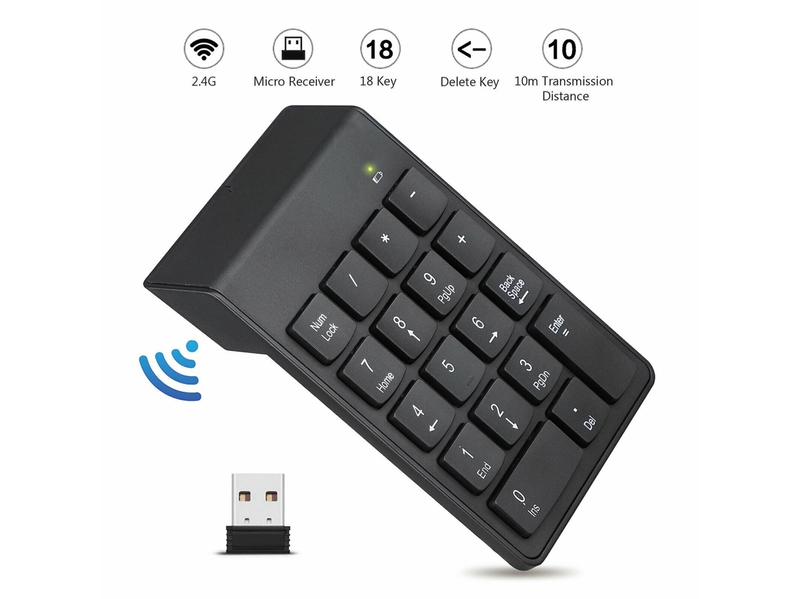 Teclado Numérico Sem Fio Usb Para Laptop E Pc De Mesa. Everley891