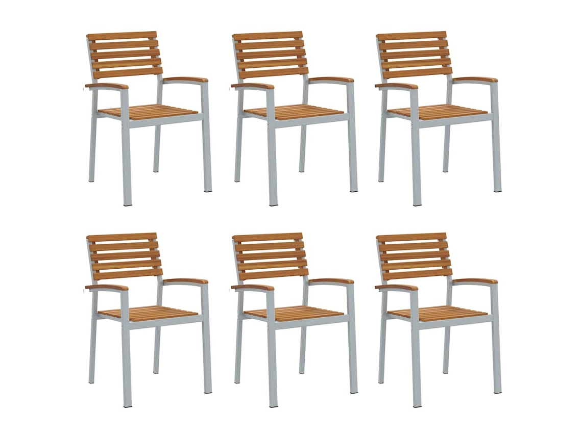 Conjunto 6 Assentos De Jardim Vidaxl Castanho Madeira De Acácia Maciça (56 X 57 X 87 Cm)