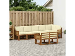 Vidaxl Conjunto De Sofás Para Exterior 8 Unid. Natural E Creme