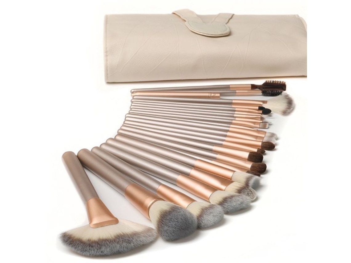 Conjunto de 18 Pincéis de Maquiagem Profissionais com Estojo de Couro Pu para Make up Facial e Ocular