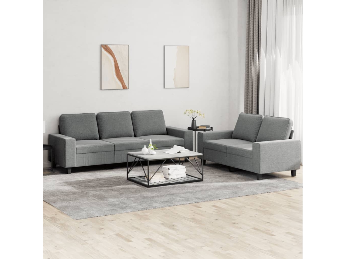 Vidaxl 2 Pcs Conjunto De Sofás Tecido Cinzento-escuro