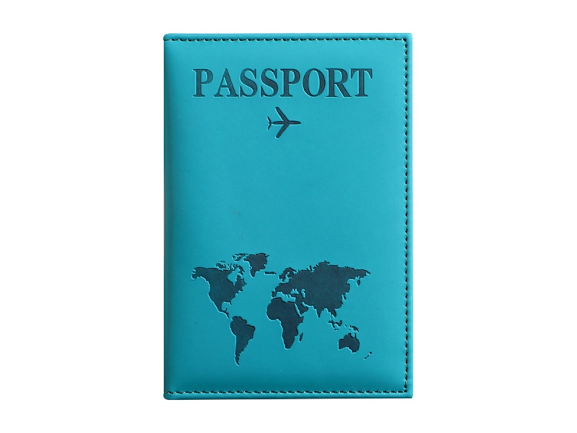 Porta-passaporte De Viagem, Em Couro Pu, Cor Azul, Compartimentos Para Cartões E Documentos