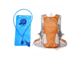 Mochila leve (laranja com reservatório de água) para caminhadas/camping, elegante e versátil.