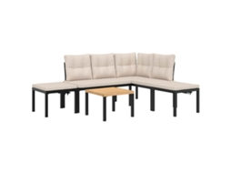 Conjunto de Sofás de Jardim MAISON EXCLUSIVE 5 Peças com Almofadões Aço Revestido a Pó Preto