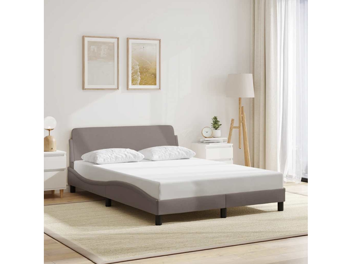 Vidaxl Estrutura De Cama Dover 140x200 Cm Tecido Castanho-acinzentado