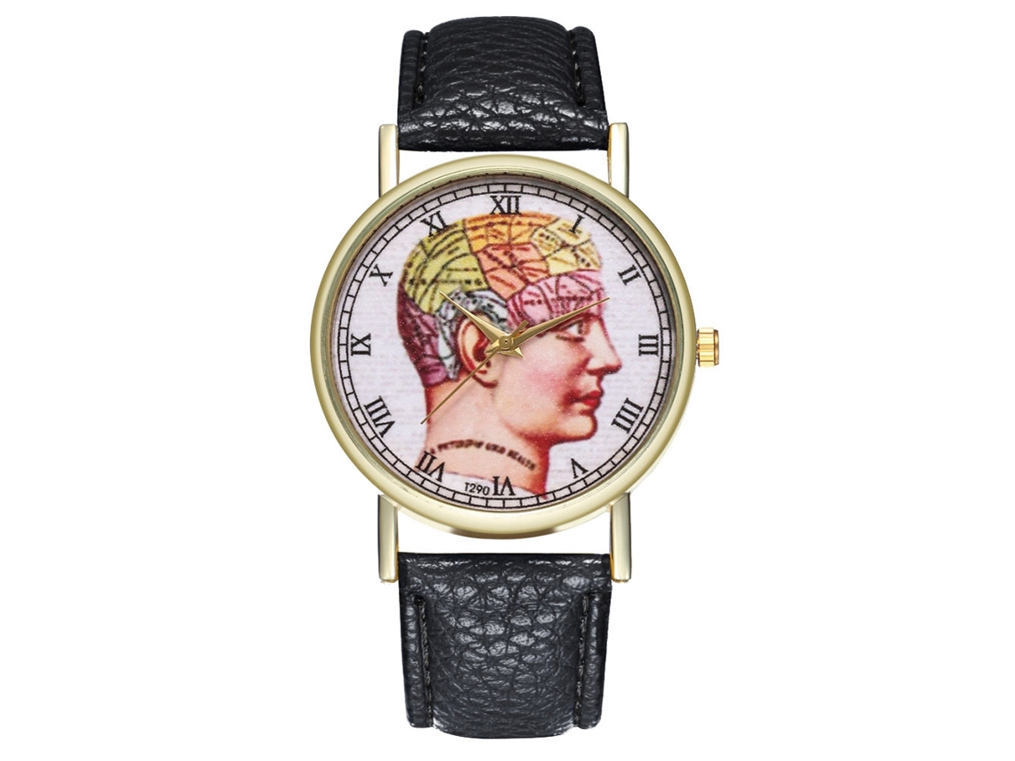 Reloj De Cuero Pu Unisex Dial Redondo De Cuarzo Zhoulianfa Negro