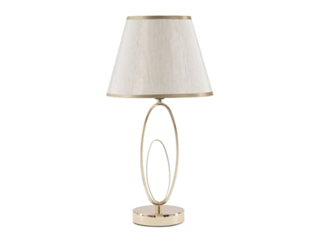 Elegante Candeeiro de Mesa Com Base Dourada E Suporte Embutido Bege S Mauro Ferretti