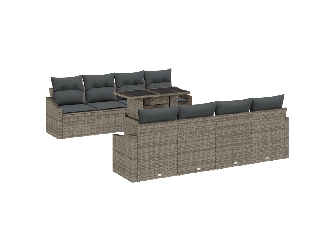 Conjunto 9 Sofá De Jardim Vidaxl Preto Vime Pe (100 X 55 X 73 Cm)