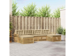 Vidaxl Conjunto De Sofás Para Exterior 6 Unid. Branco E Bege