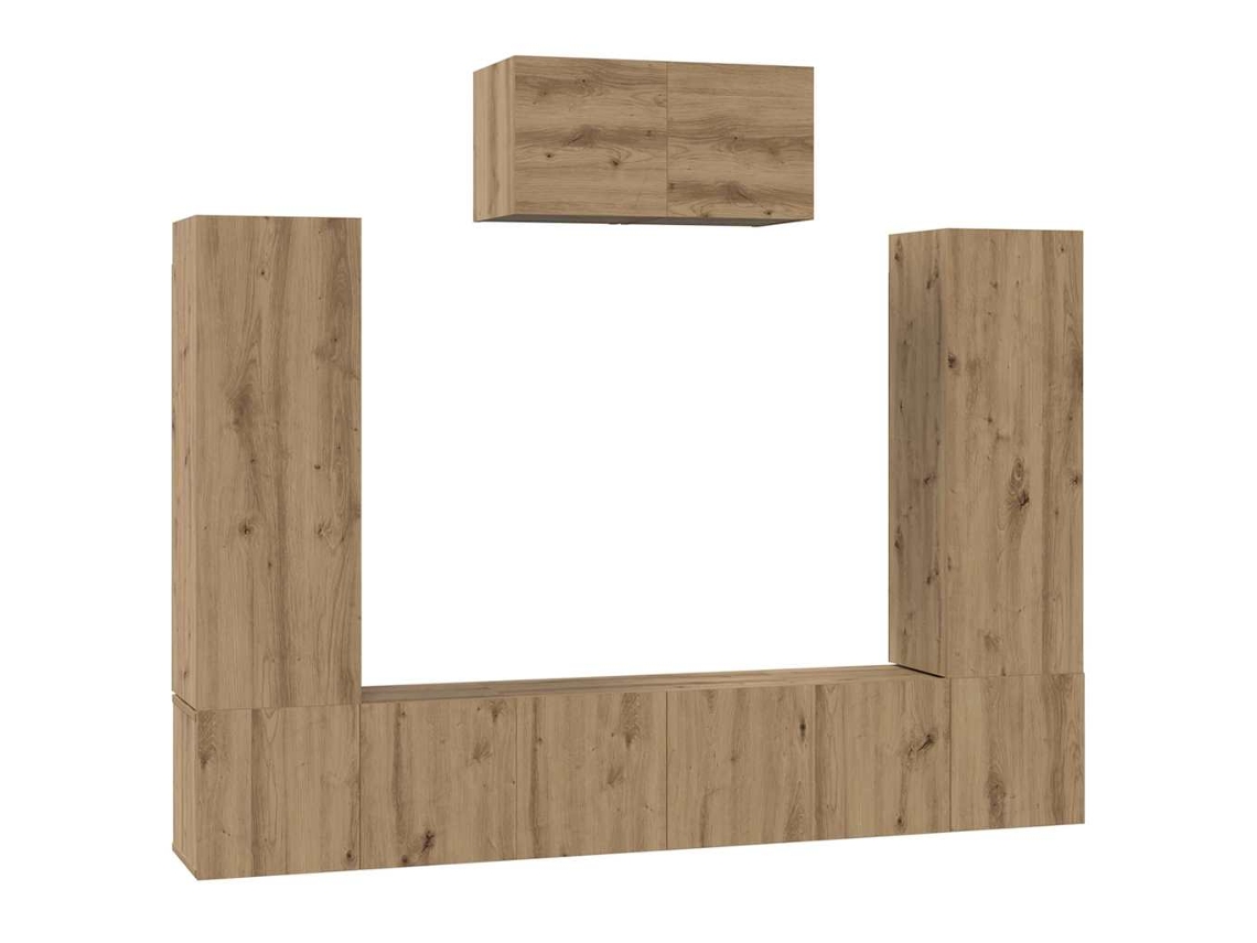 Conjunto de Móvel de Tv 7 Pcs Carvalho Artesanal MAISON EXCLUSIVE