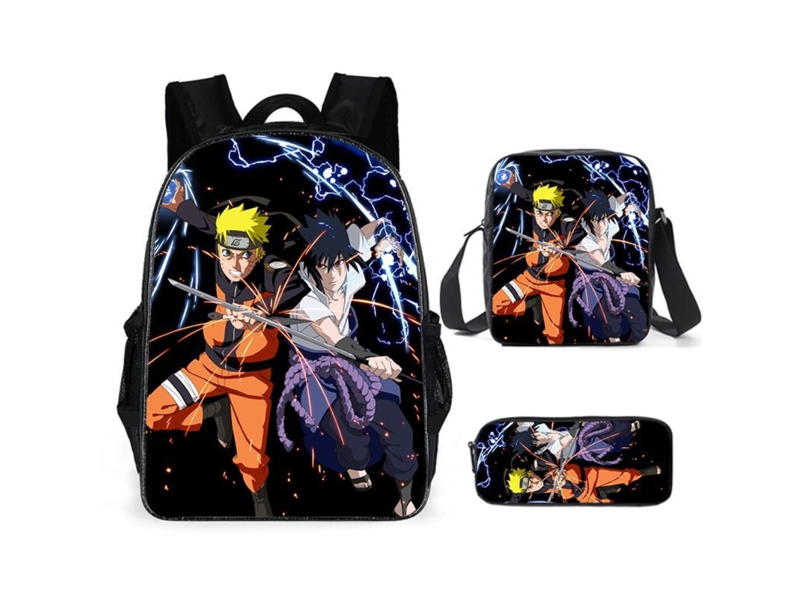 Mali conjunto 3pcs Mochila Infantil Anime Cartoon com Bolsa Transversal e Estojo para Escola Viagem