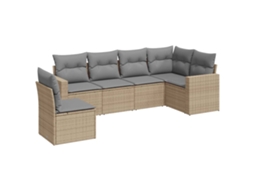 Maison Exclusive - 6 Pcs Conjunto De Sofás P/ Jardim Com Almofadões Vime Pe Bege