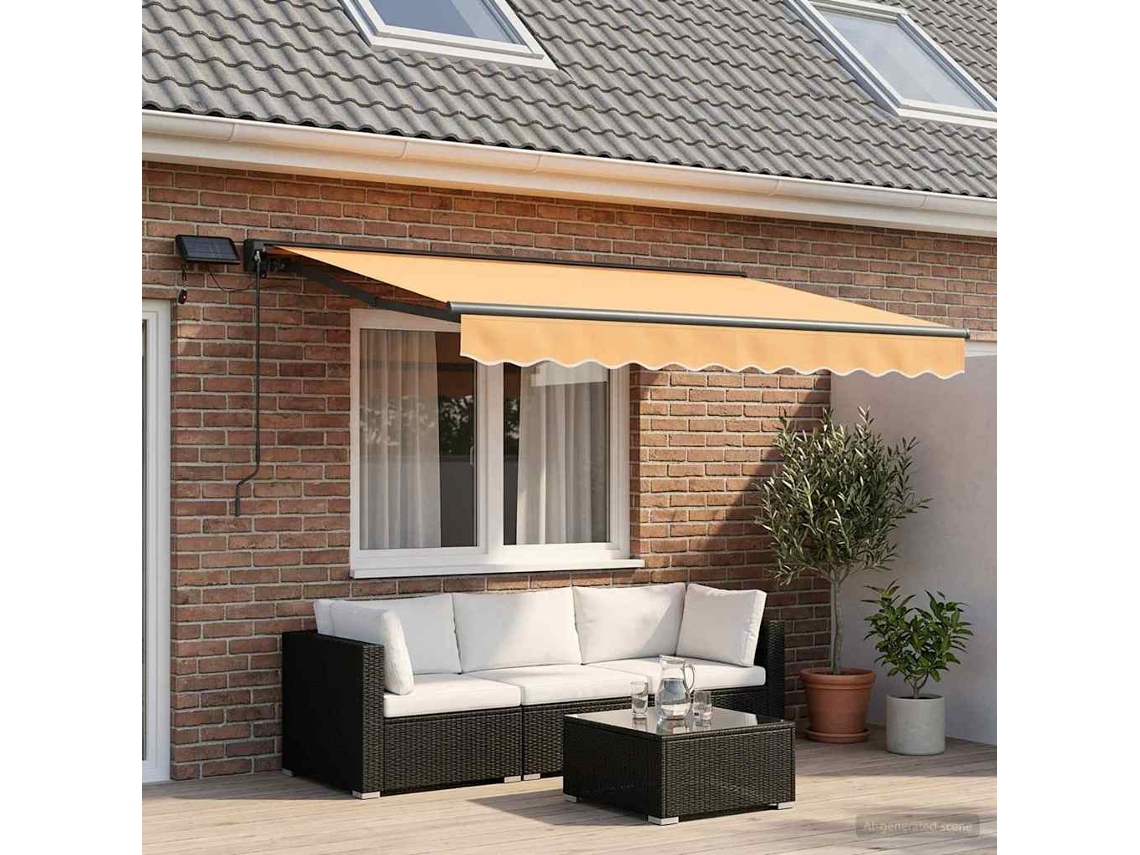 Vidaxl Estrutura De Toldo Manual Com Leds Areia 3,5 X 2 M