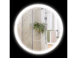 Espelho Led Circular Para Banheiro Com Iluminação Ajustável Em 3 Tons E Controle Por Toque, Montagem Na Parede, Ø70 Cm, 23 W, Branco E Prateado