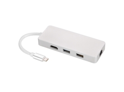 Hub Vt102 Prata, Hub Type C 6-em-1 Com Transmissão De Dados 5gbps.