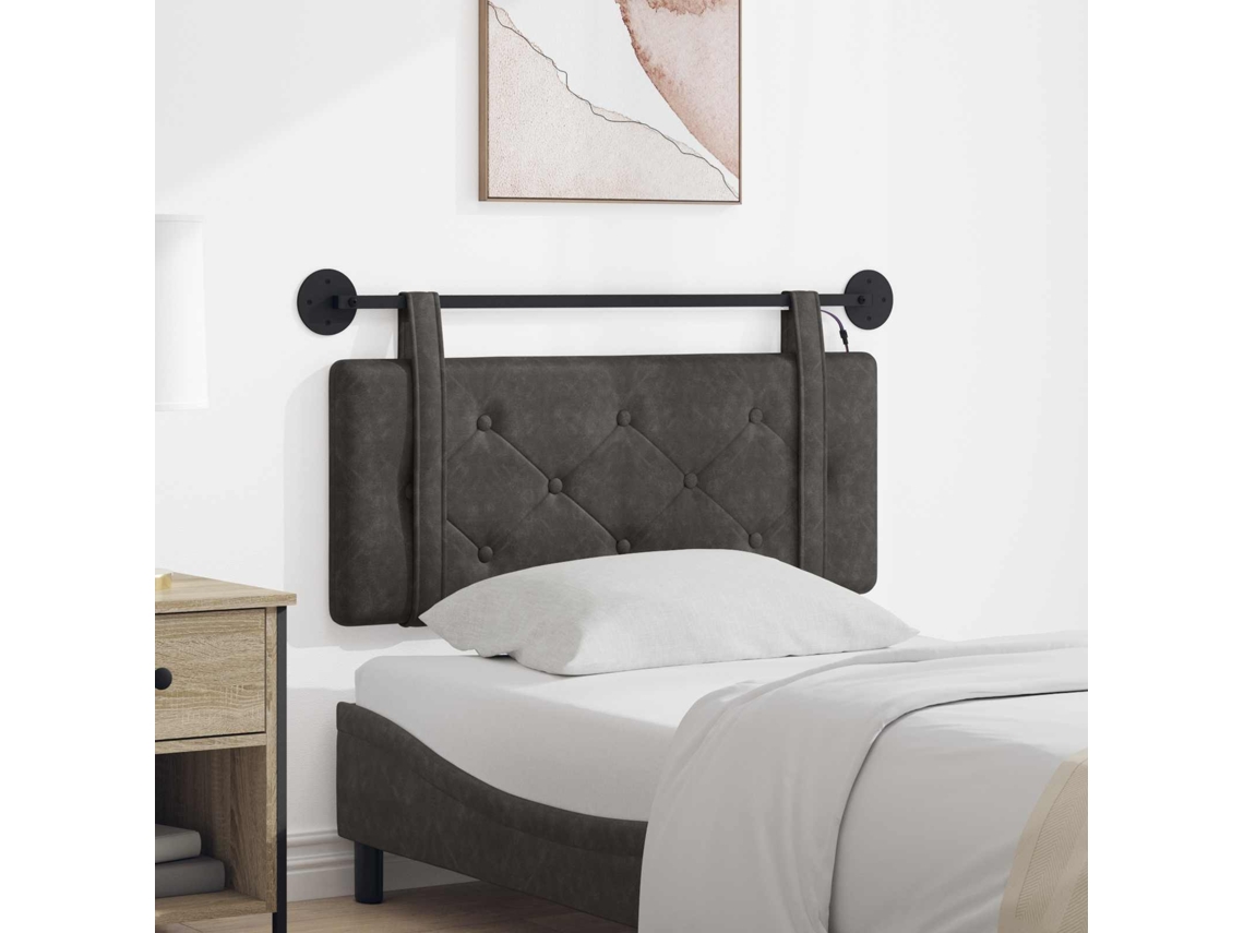 Vidaxl Cabeceira Suspensa Com Luz Led Preto Pu Antigo