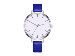 Relógio Feminino de Pulso de Quartzo com Pulseira Pu e Dial Fino Simples (azul)