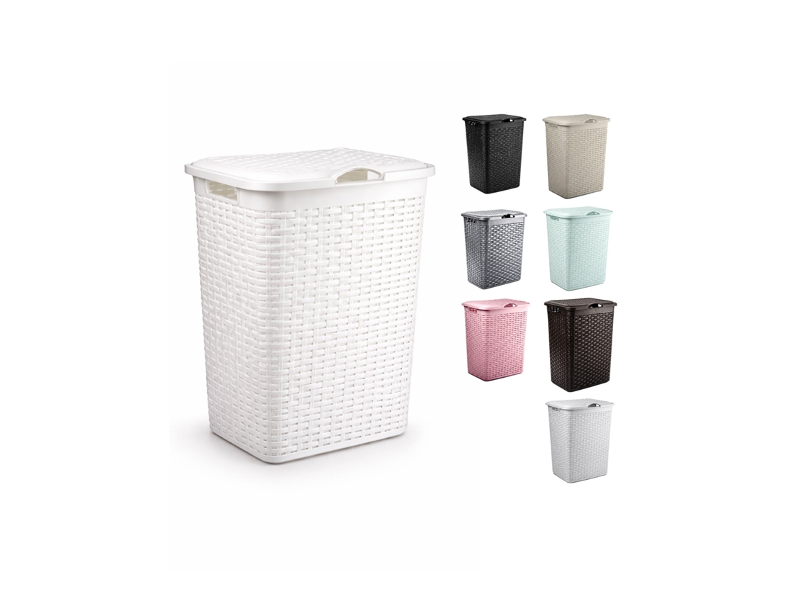 Cesto para Roupa Suja Branco 38 Litros JARDIN202 Pongotodo Design Rattan para Roupa