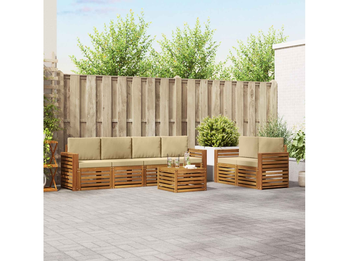 Vidaxl Conjunto De Sofás Para Exterior 7 Unid. Natural E Bege