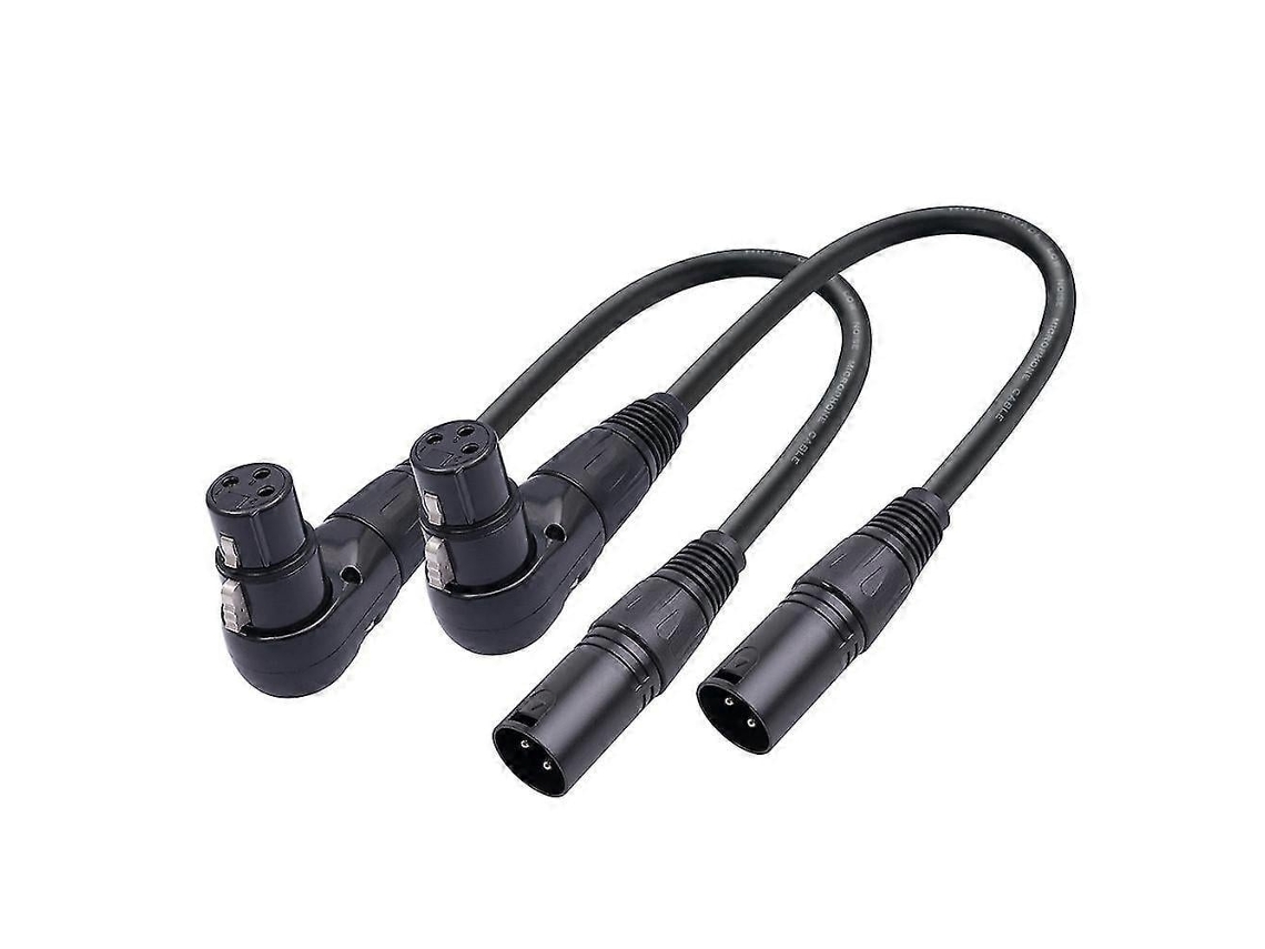 Pacote com 2 cabos Lurelia Cabo XLR macho/fêmea de 3 pinos a 90°, para teclados, pianos, sintetizadores e microfones.
