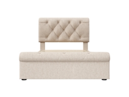 Cama de Solteiro Estofada 90x200 Cm com Gavetas, cabeceira Ajustável Chesterfield, cor Natural e Colchão Incluído PAPRIKA