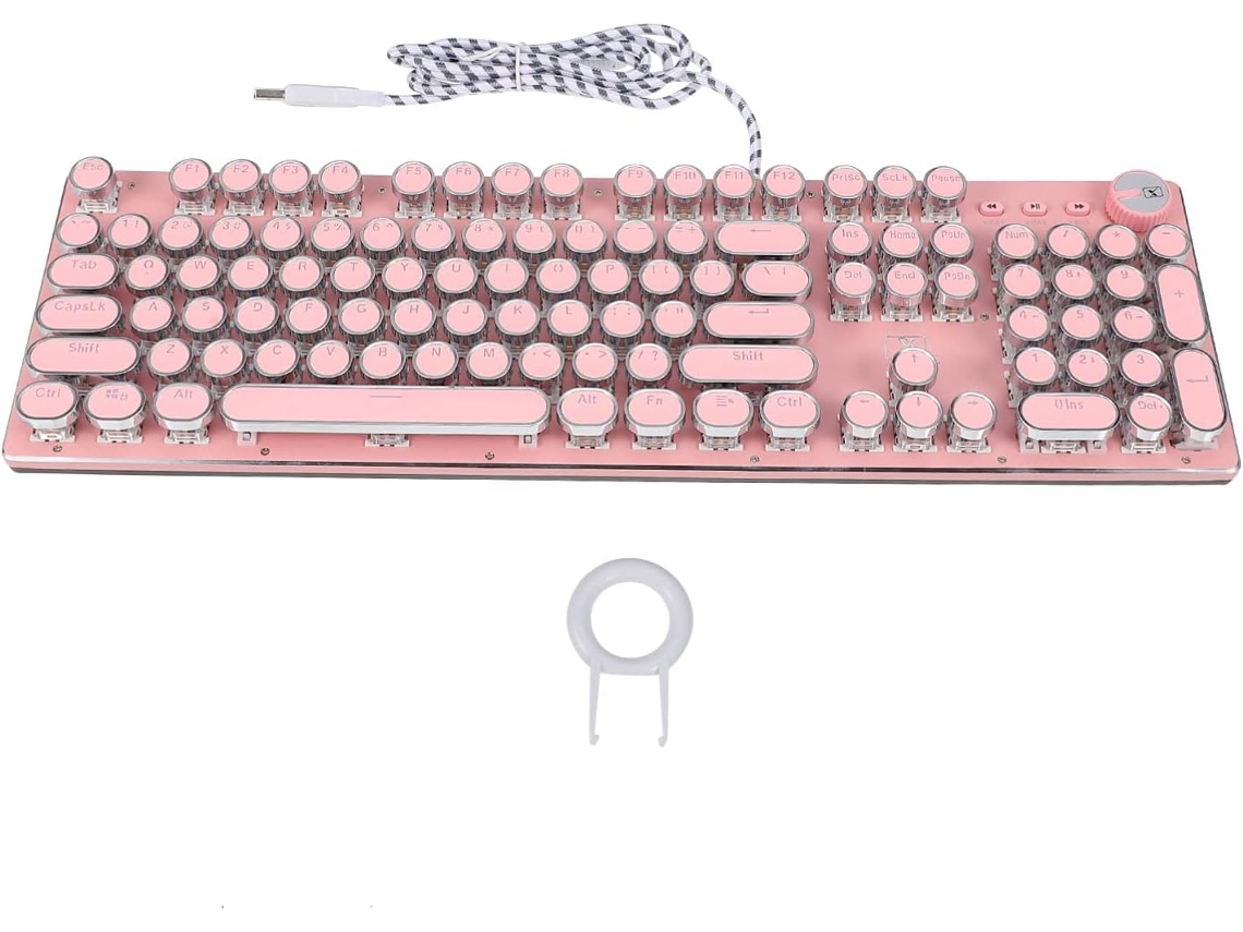 Teclado Mecânico Para Jogos Com Acabamento Em Pintura Eletrostática Estilo Retrô Punk, Design Compacto E Portátil, Exclusivo.